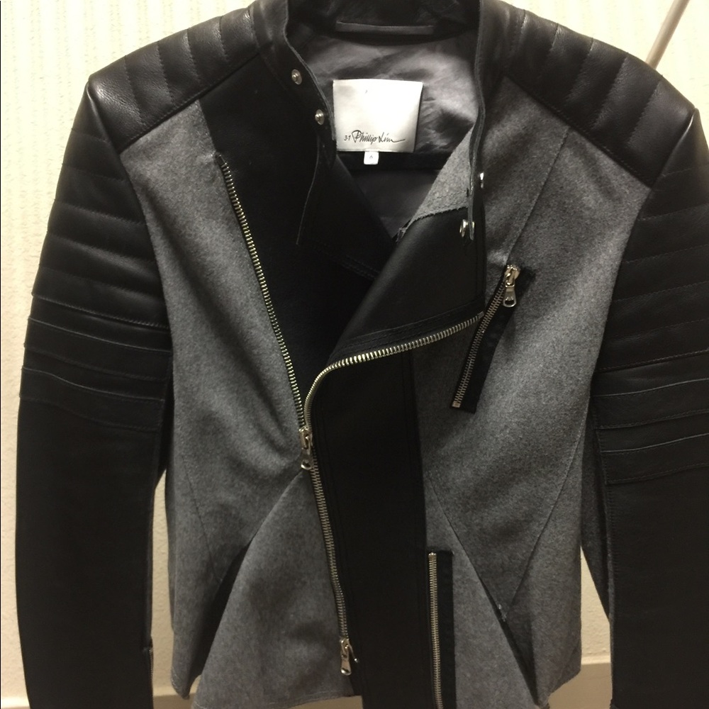Phillip Lim Leather & Wool Bomber Jacket